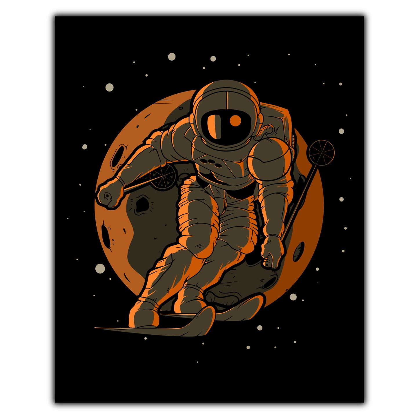 Skiing Astronaut Outer Space Spaceman 8"x10" Wall Art Print