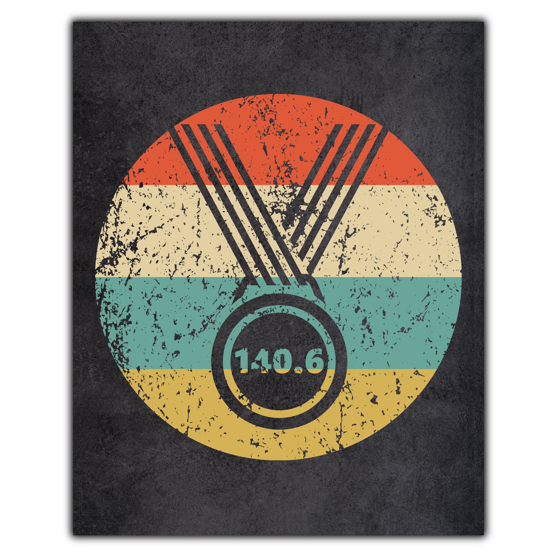 140.6 Triathlon Finisher Medal Icon Retro 8"x10" Wall Art Print