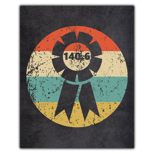 140.6 Triathlon Finisher Ribbon Icon Retro 8"x10" Wall Art Print