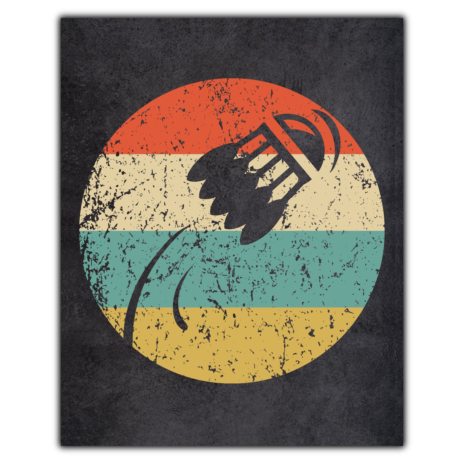 Flying Shuttlecock Badminton Icon Retro 8"x10" Wall Art Print