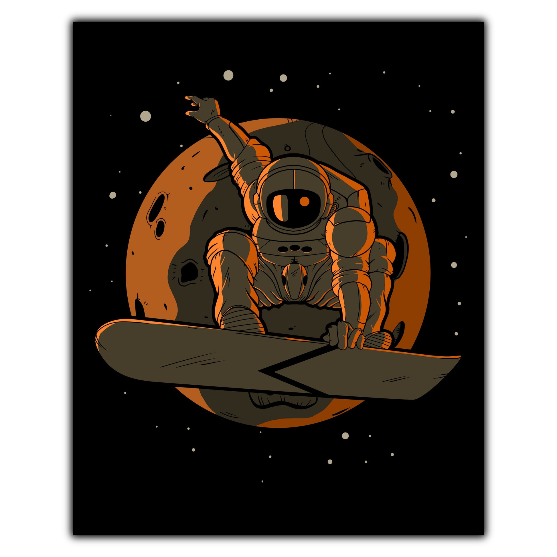 Snowboarding Astronaut Outer Space Spaceman 8"x10" Wall Art Print