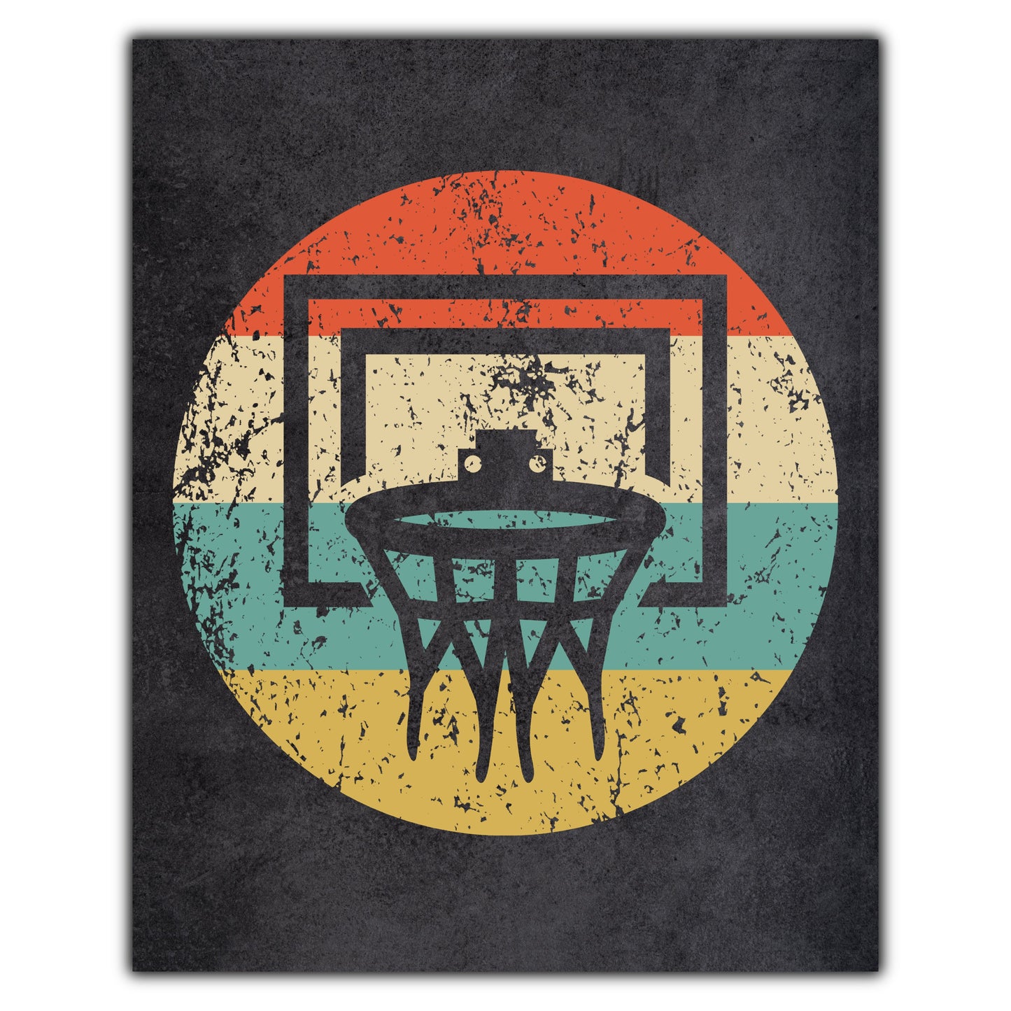 Basketball Hoop Net Sports Icon Retro 8"x10" Wall Art Print