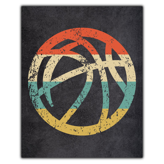 Basketball Sports Icon Retro 8"x10" Wall Art Print