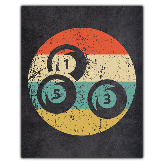 Pool Balls Billiards Icon Retro 8"x10" Wall Art Print