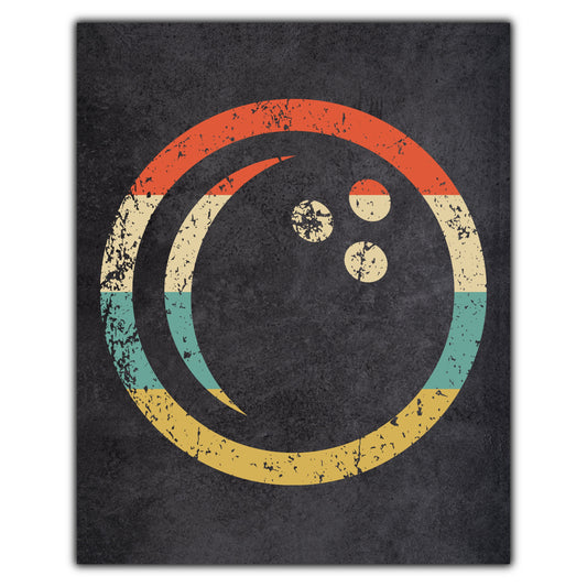 Bowling Ball Icon Retro 8"x10" Wall Art Print