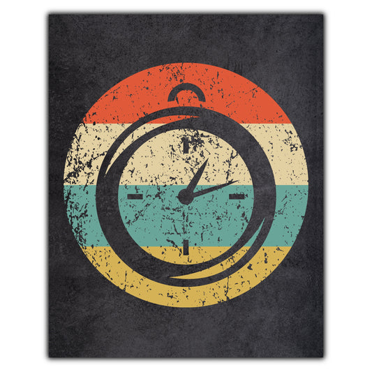 Stopwatch Track and Field Icon Retro 8"x10" Wall Art Print