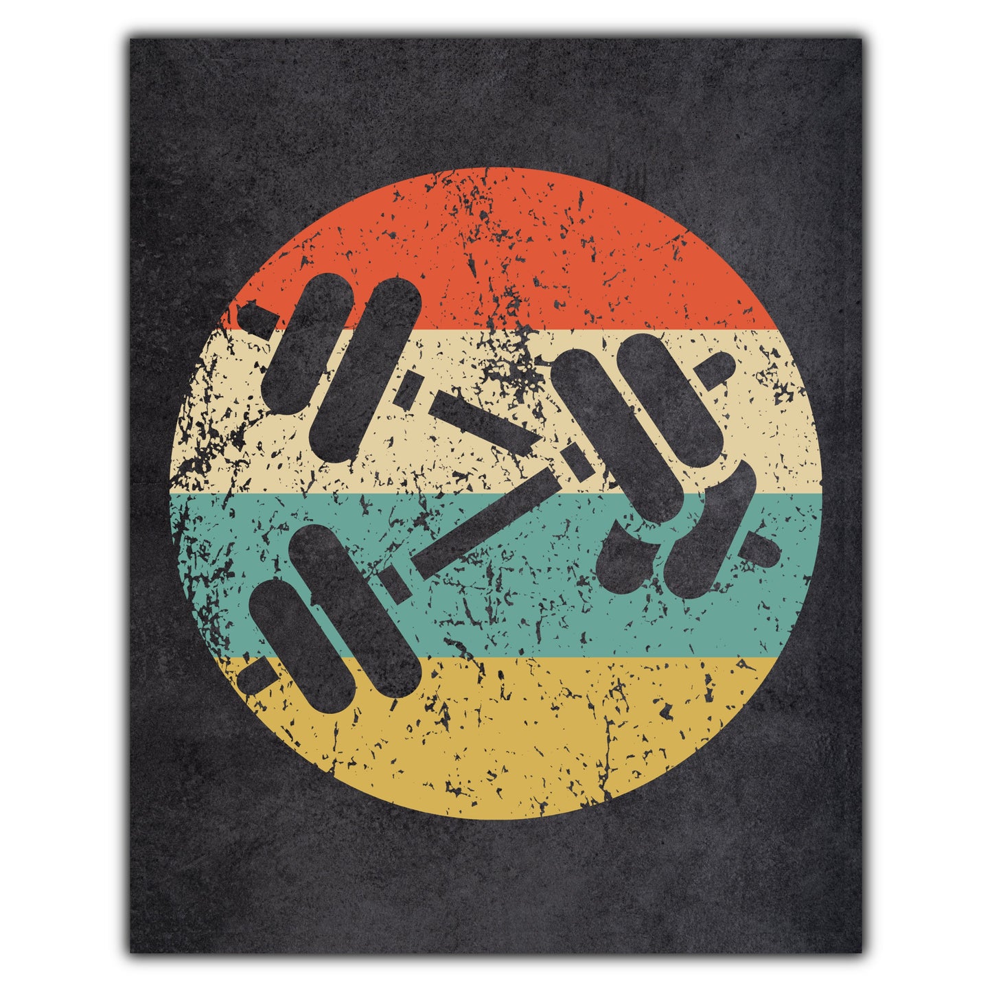 Dumbbell Weights Weightlifting Icon Retro 8"x10" Wall Art Print