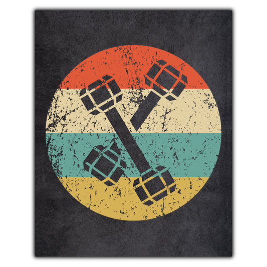 Dumbbell Weights Weightlifting Icon Retro 8"x10" Wall Art Print