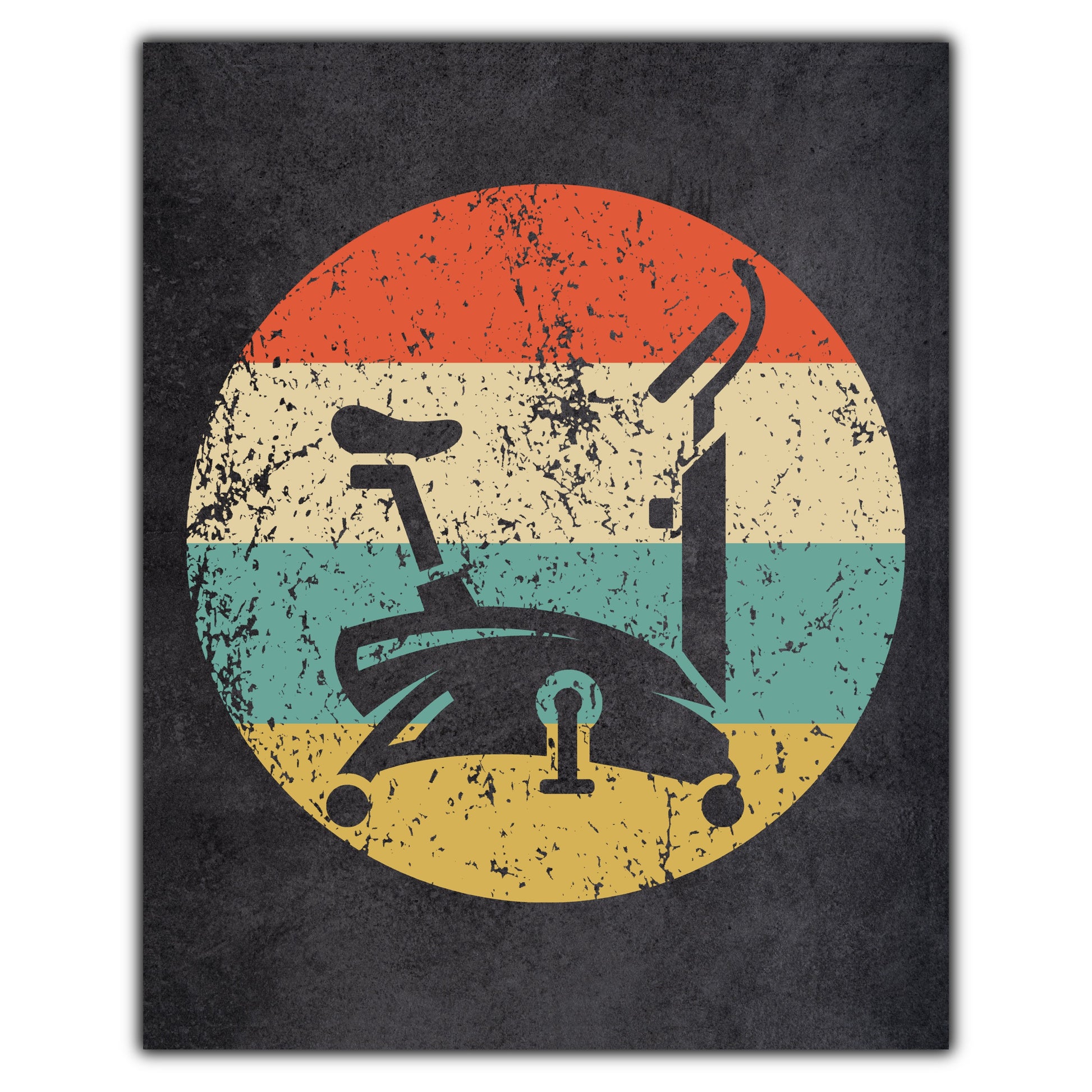Stationary Bike Gym Equipment Icon Retro 8"x10" Wall Art Print
