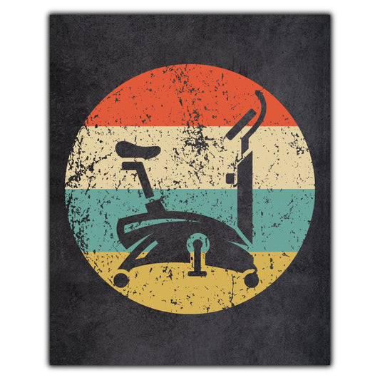 Stationary Bike Gym Equipment Icon Retro 8"x10" Wall Art Print