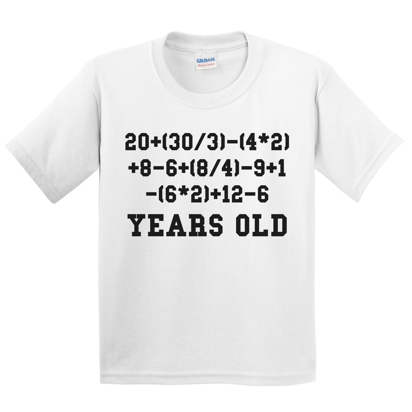 12 Years Old Algebra Math Equation Funny 12th Birthday Youth T-Shirt