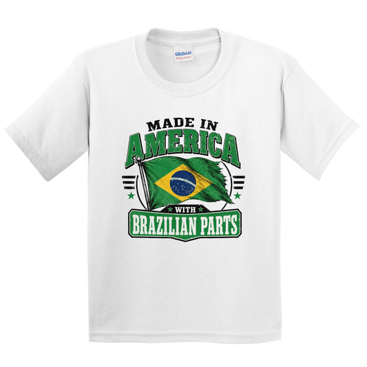 Made In America With Brazilian Parts Brazil Flag Youth T-Shirt