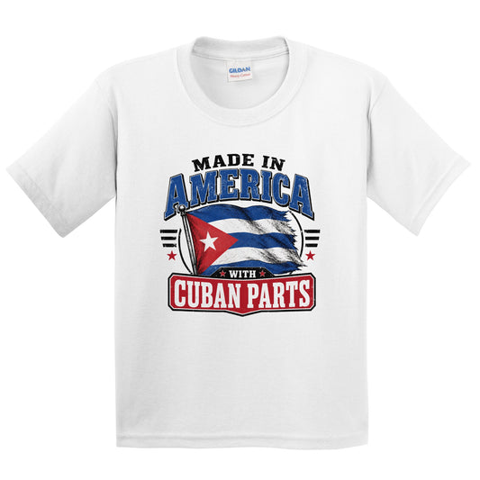 Made In America With Cuban Parts Cuba Flag Youth T-Shirt