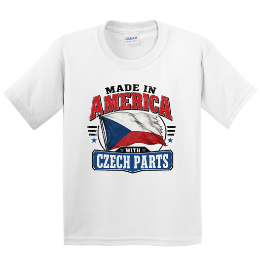 Made In America With Czech Parts Czech Republic Flag Youth T-Shirt