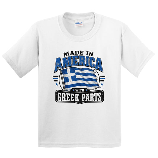 Made In America With Greek Parts Greece Flag Youth T-Shirt