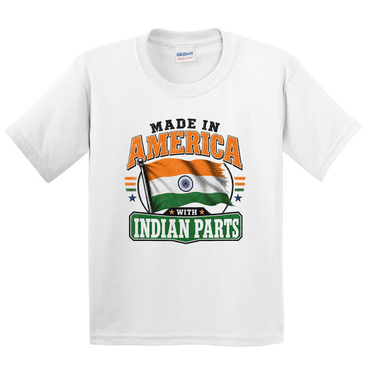 Made In America With Indian Parts India Flag Youth T-Shirt