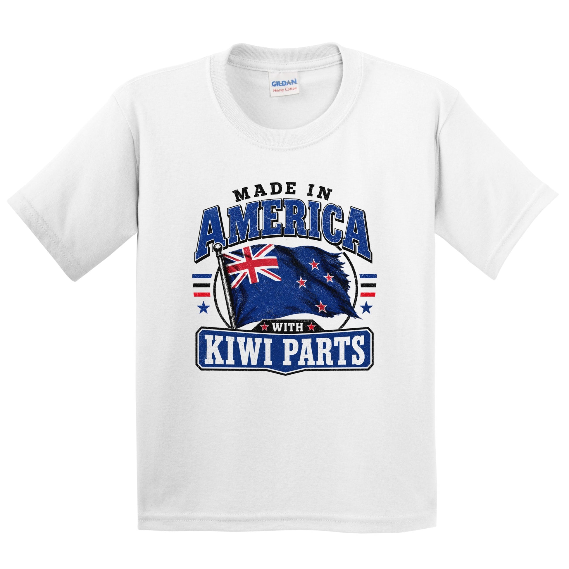 Made In America With Kiwi Parts New Zealand Flag Youth T-Shirt