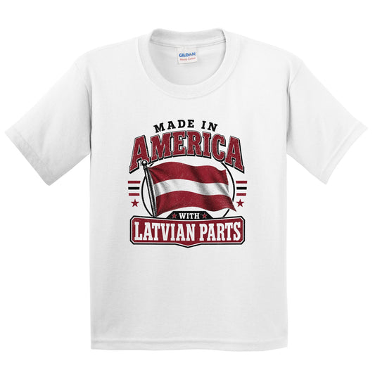 Made In America With Latvian Parts Latvia Flag Youth T-Shirt