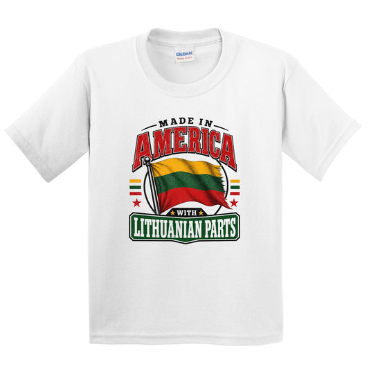 Made In America With Lithuanian Parts Lithuania Flag Youth T-Shirt