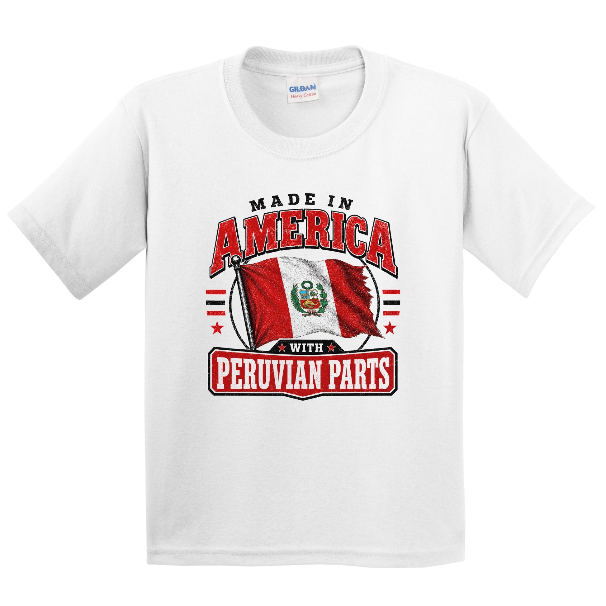 Made In America With Peruvian Parts Peru Flag Youth T-Shirt