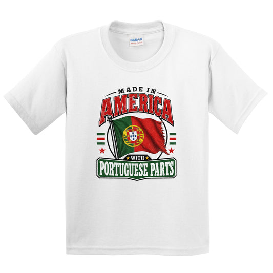 Made In America With Portuguese Parts Portugal Flag Youth T-Shirt