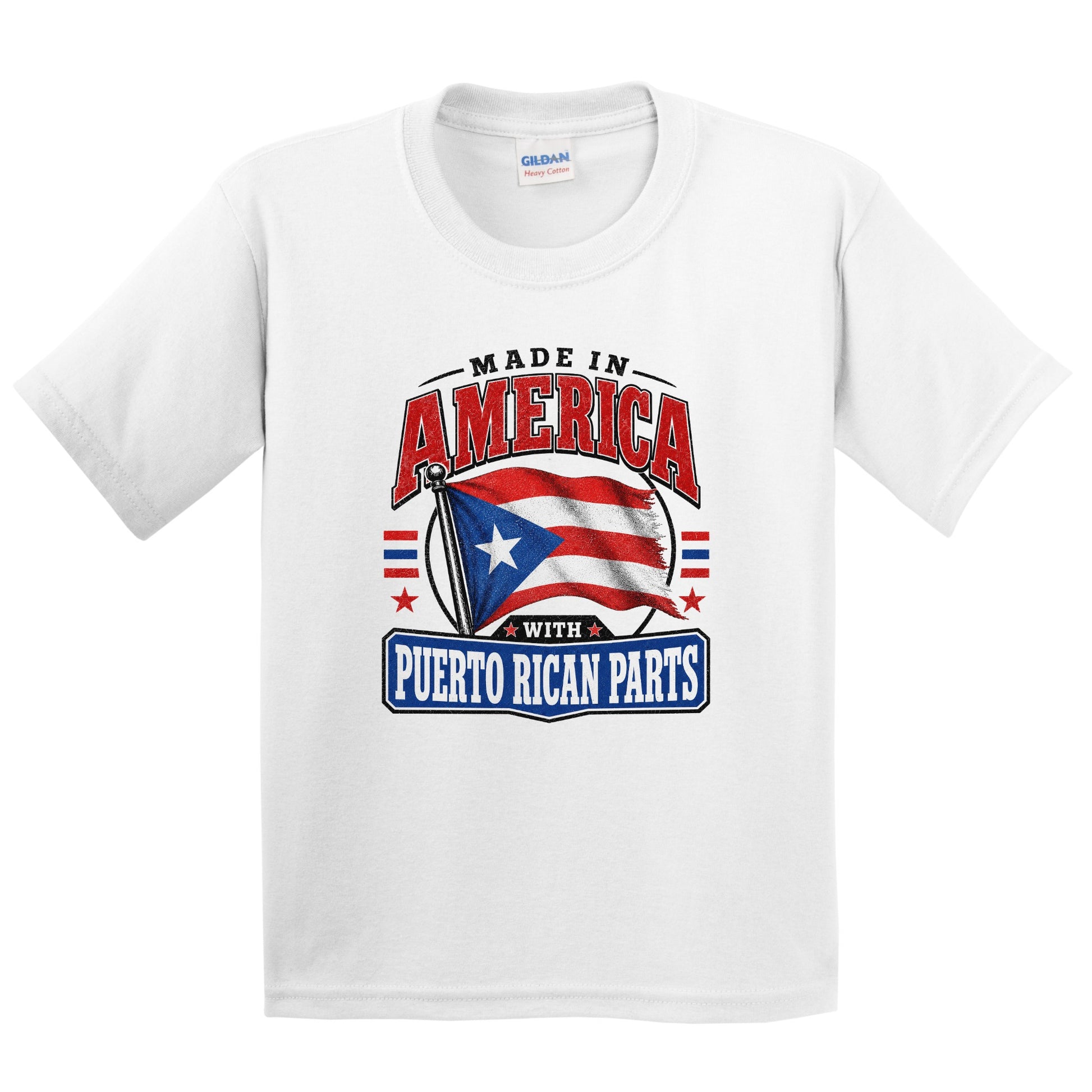 Made In America With Puerto Rican Parts Puerto Rico Flag Youth T-Shirt
