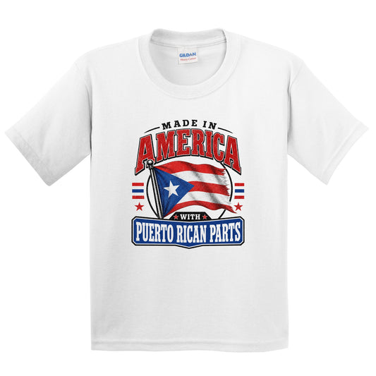 Made In America With Puerto Rican Parts Puerto Rico Flag Youth T-Shirt