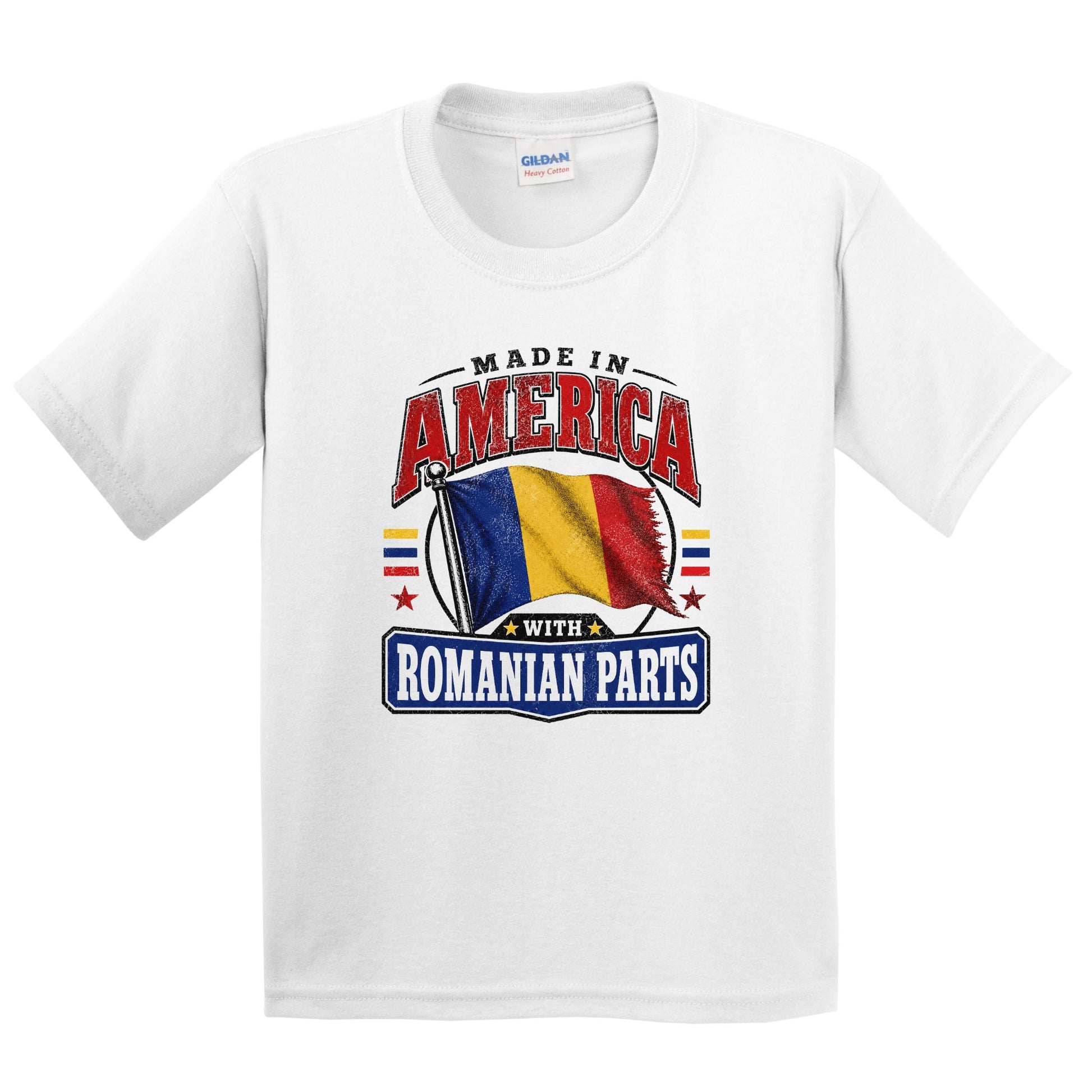 Made In America With Romanian Parts Romania Flag Youth T-Shirt