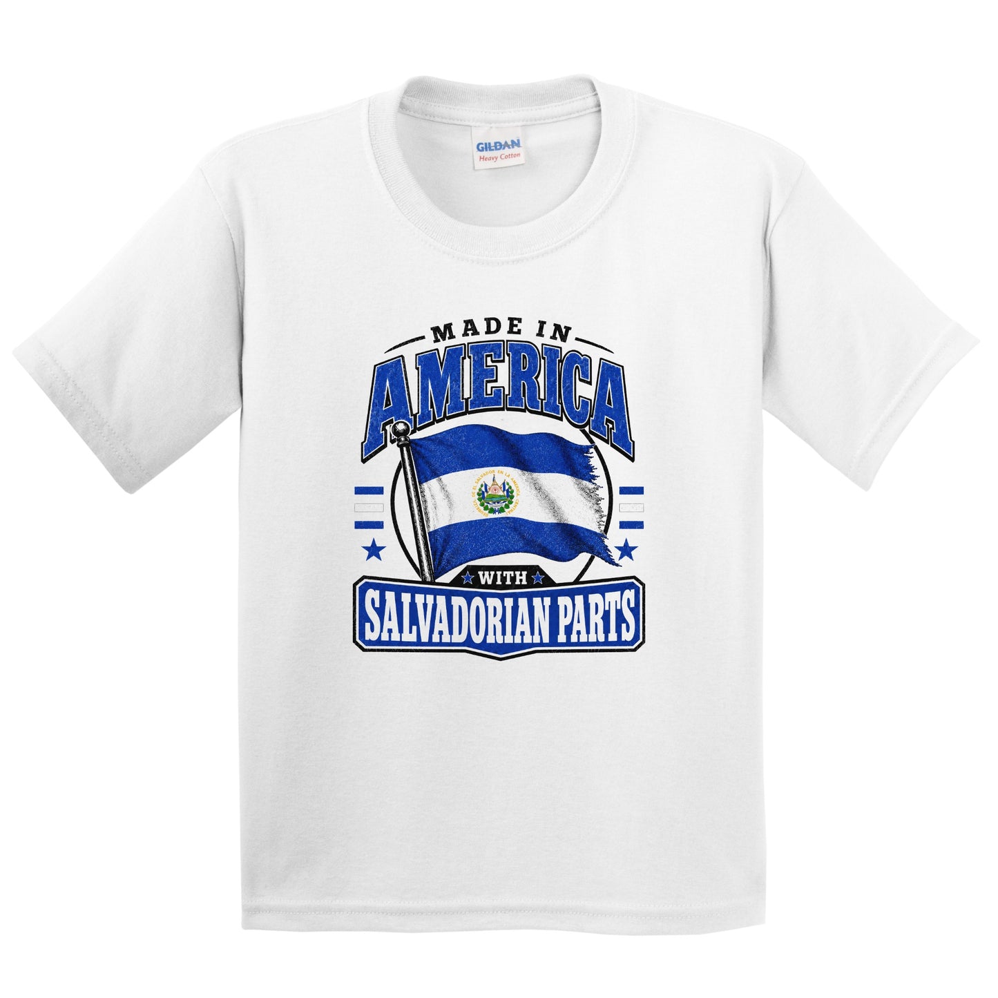 Made In America With Salvadorian Parts El Salvador Flag Youth T-Shirt