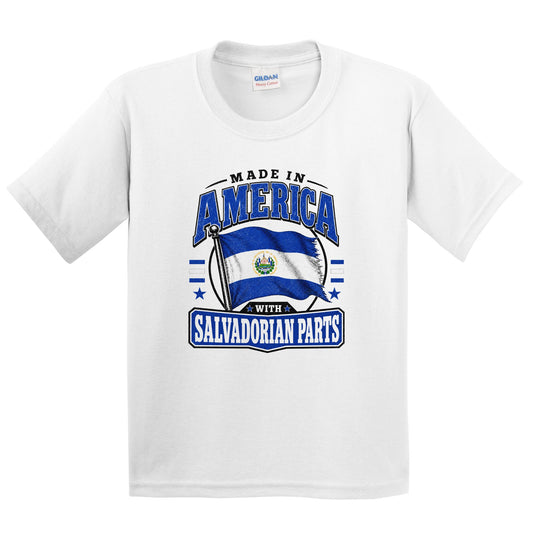 Made In America With Salvadorian Parts El Salvador Flag Youth T-Shirt