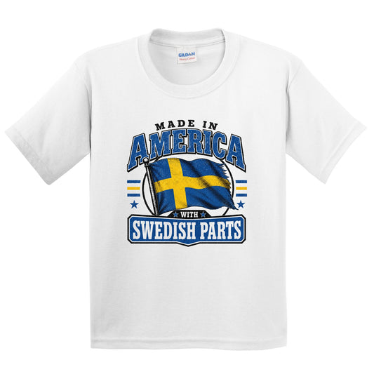 Made In America With Swedish Parts Sweden Flag Youth T-Shirt