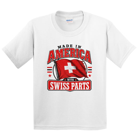 Made In America With Swiss Parts Switzerland Flag Youth T-Shirt