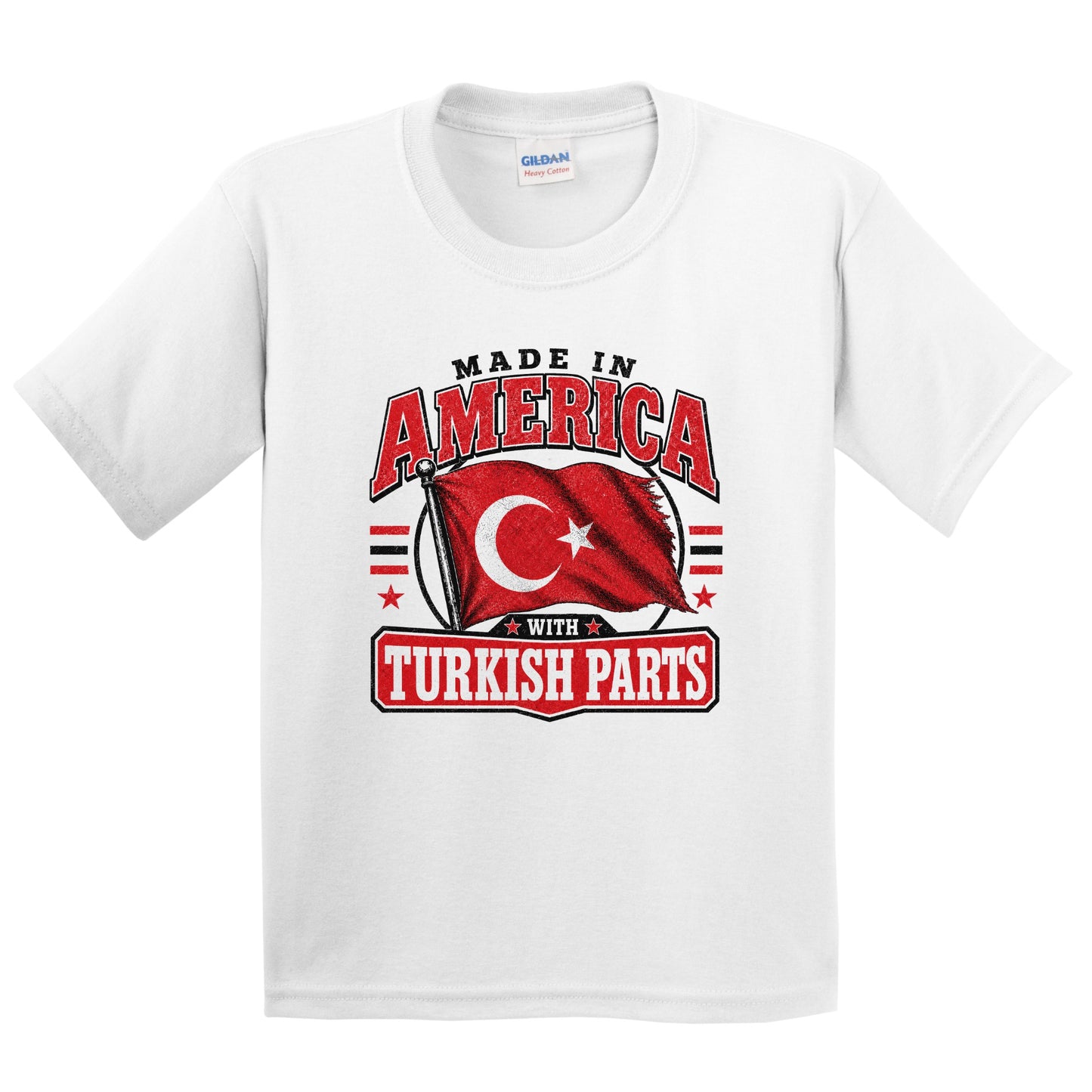 Made In America With Turkish Parts Turkey Flag Youth T-Shirt