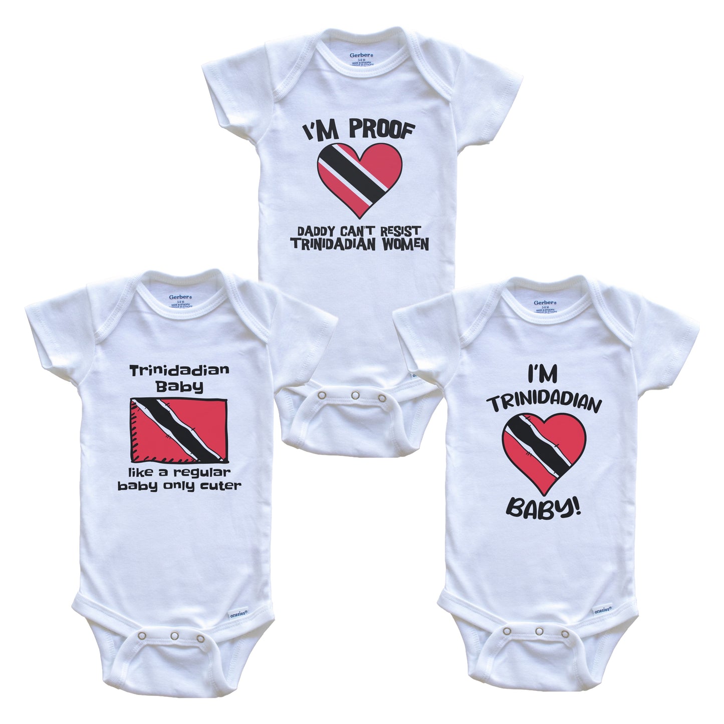 Mom is Trinidadian Baby Bodysuits Funny Trinidad and Tobago Flag 3 Piece Gift Set