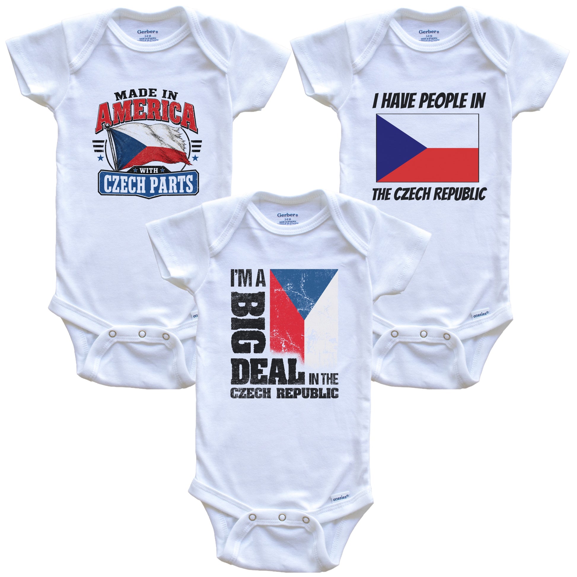 I'm A Big Deal In the Czech Republic Baby Bodysuits Funny Czech Flag 3 Piece Gift Set