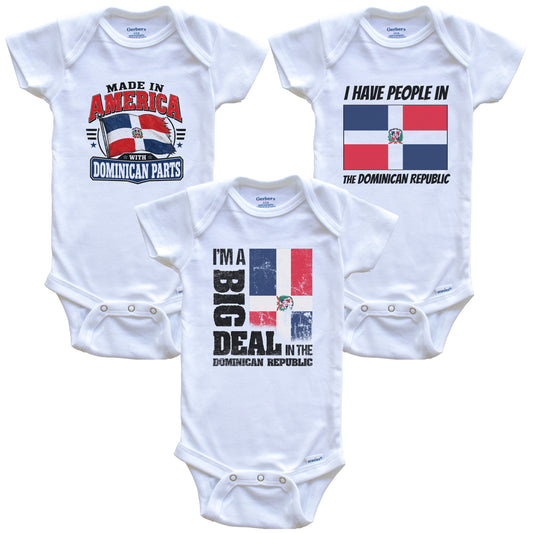 I'm A Big Deal In the Dominican Republic Baby Bodysuits Funny Dominican Flag 3 Piece Gift Set