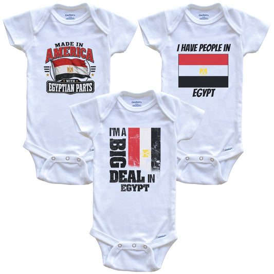 I'm A Big Deal In Egypt Baby Bodysuits Funny Egyptian Flag 3 Piece Gift Set