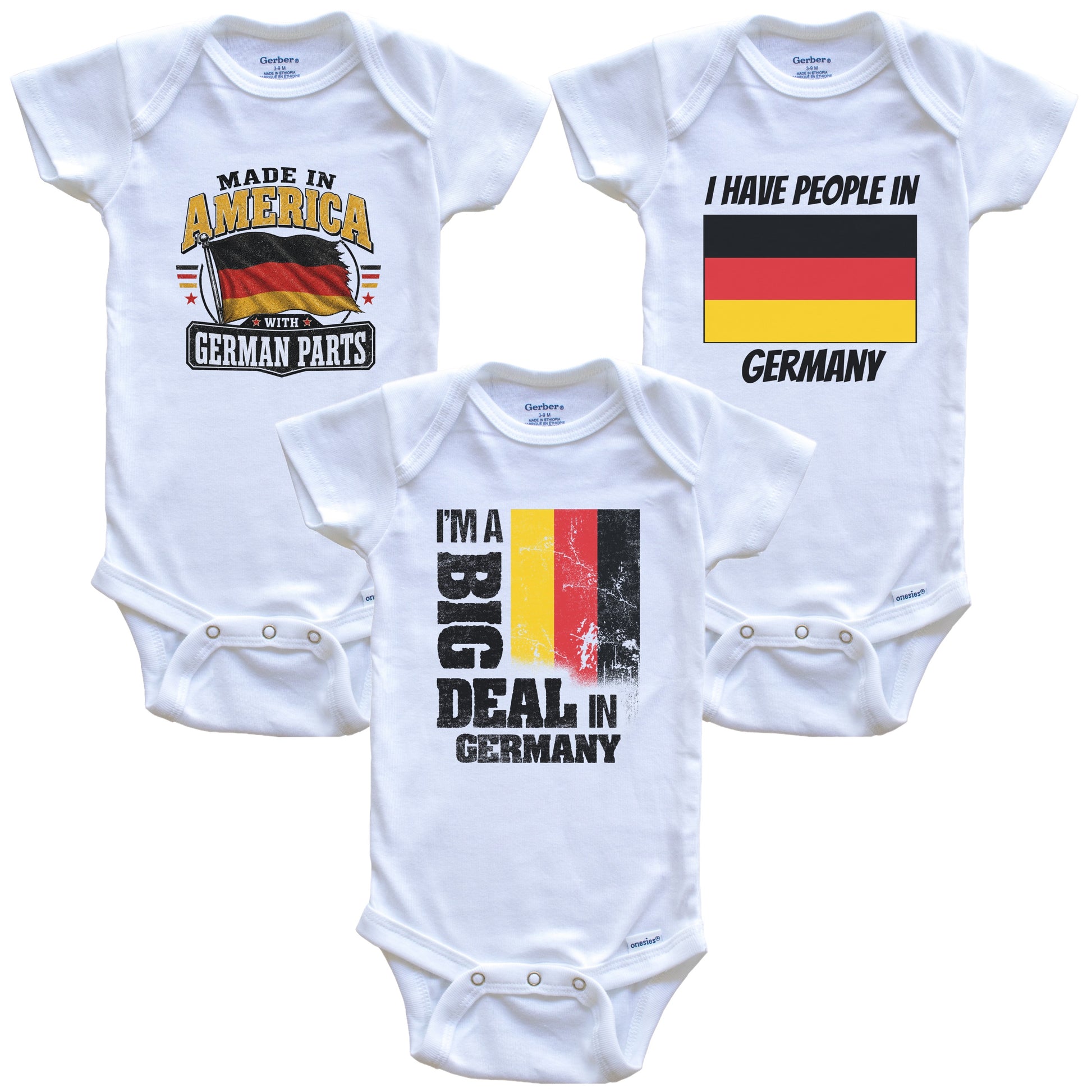 I'm A Big Deal In Germany Baby Bodysuits Funny German Flag 3 Piece Gift Set