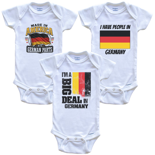 I'm A Big Deal In Germany Baby Bodysuits Funny German Flag 3 Piece Gift Set