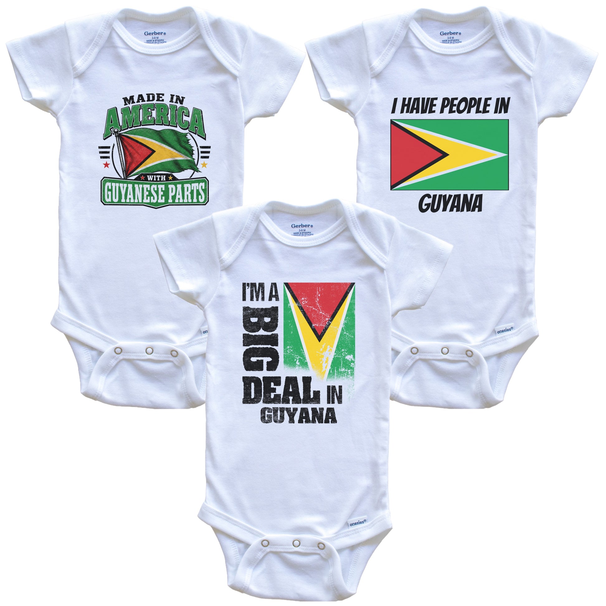 I'm A Big Deal In Guyana Baby Bodysuits Funny Guyanese Flag 3 Piece Gift Set