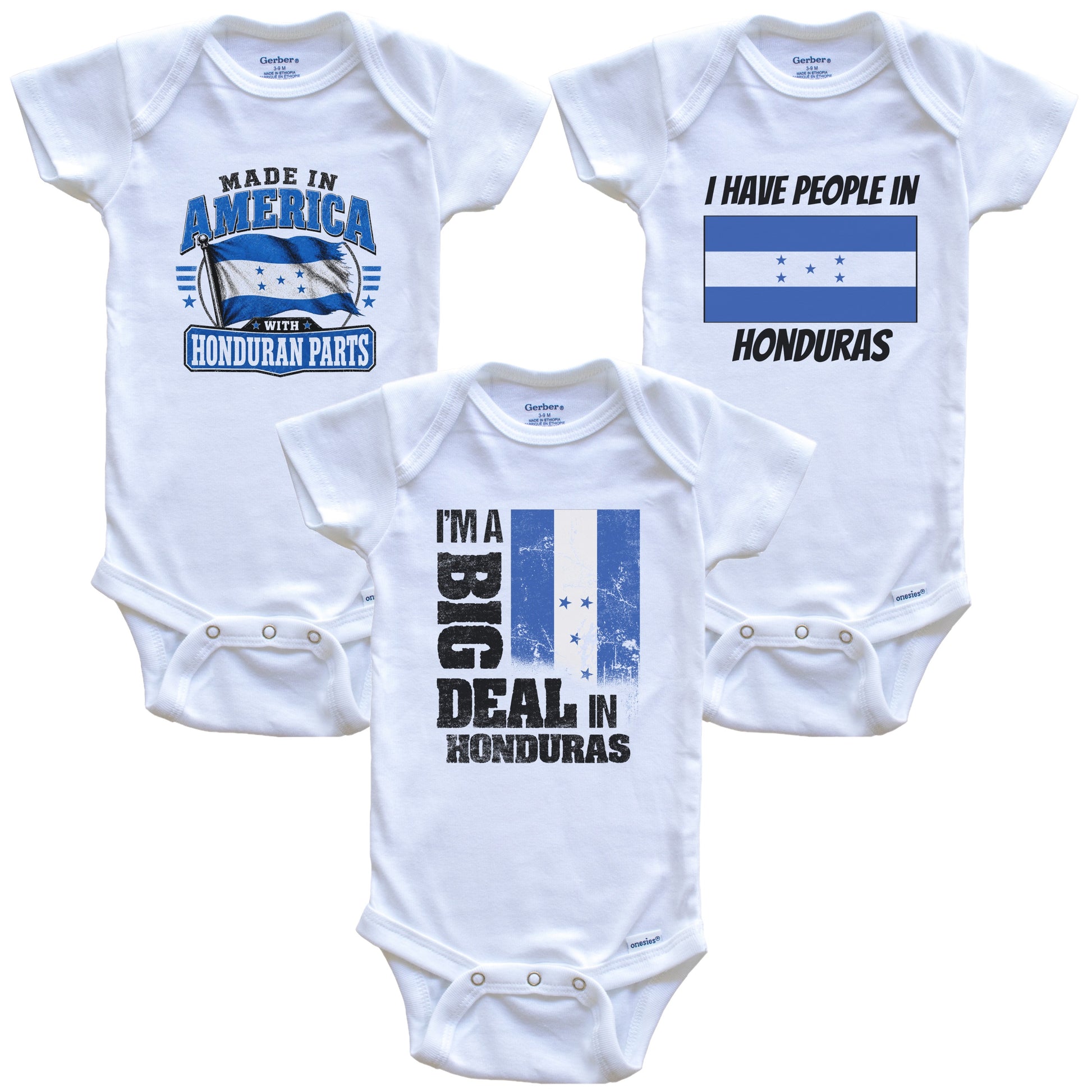 I'm A Big Deal In Honduras Baby Bodysuits Funny Honduran Flag 3 Piece Gift Set