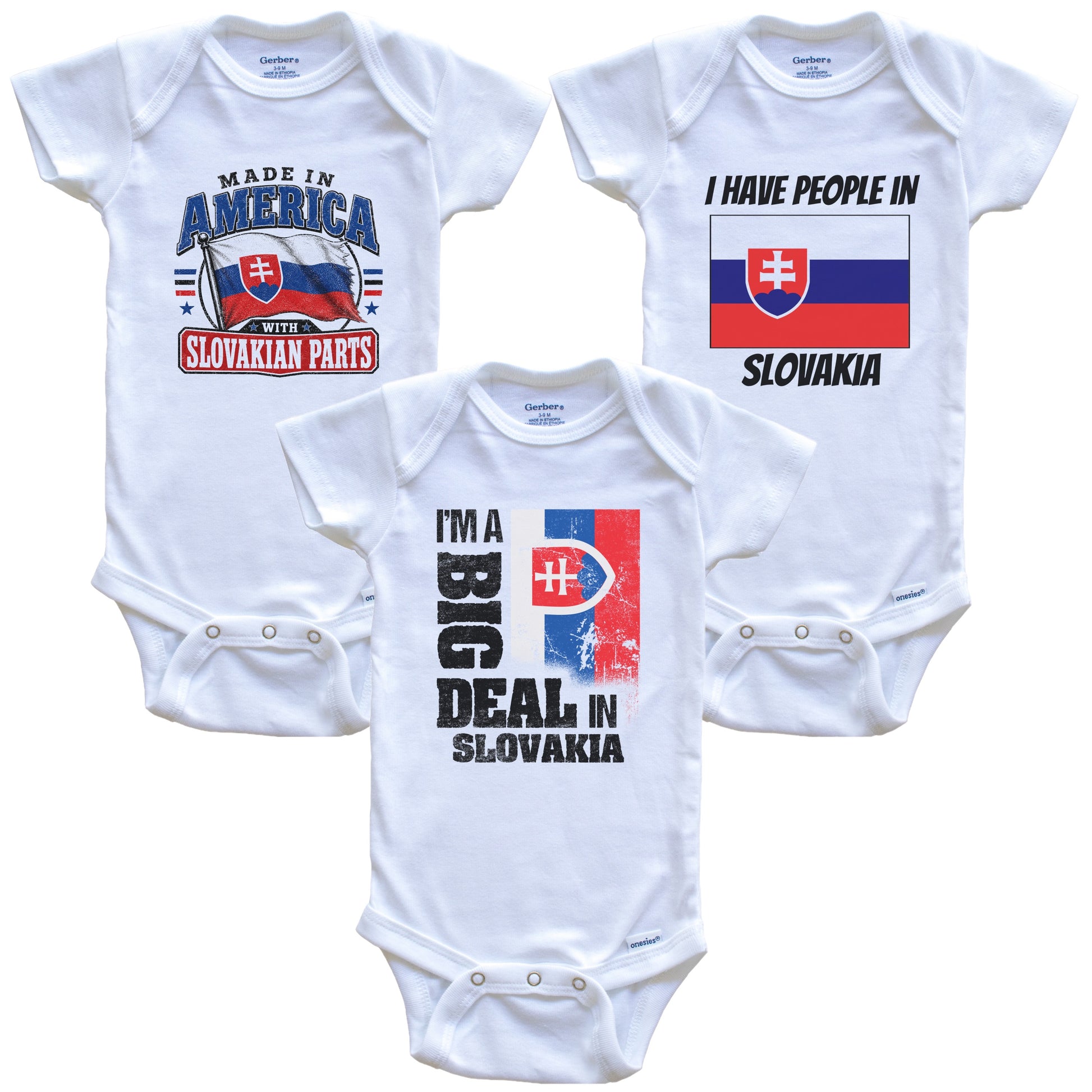 I'm A Big Deal In Slovakia Baby Bodysuits Funny Slovakian Flag 3 Piece Gift Set