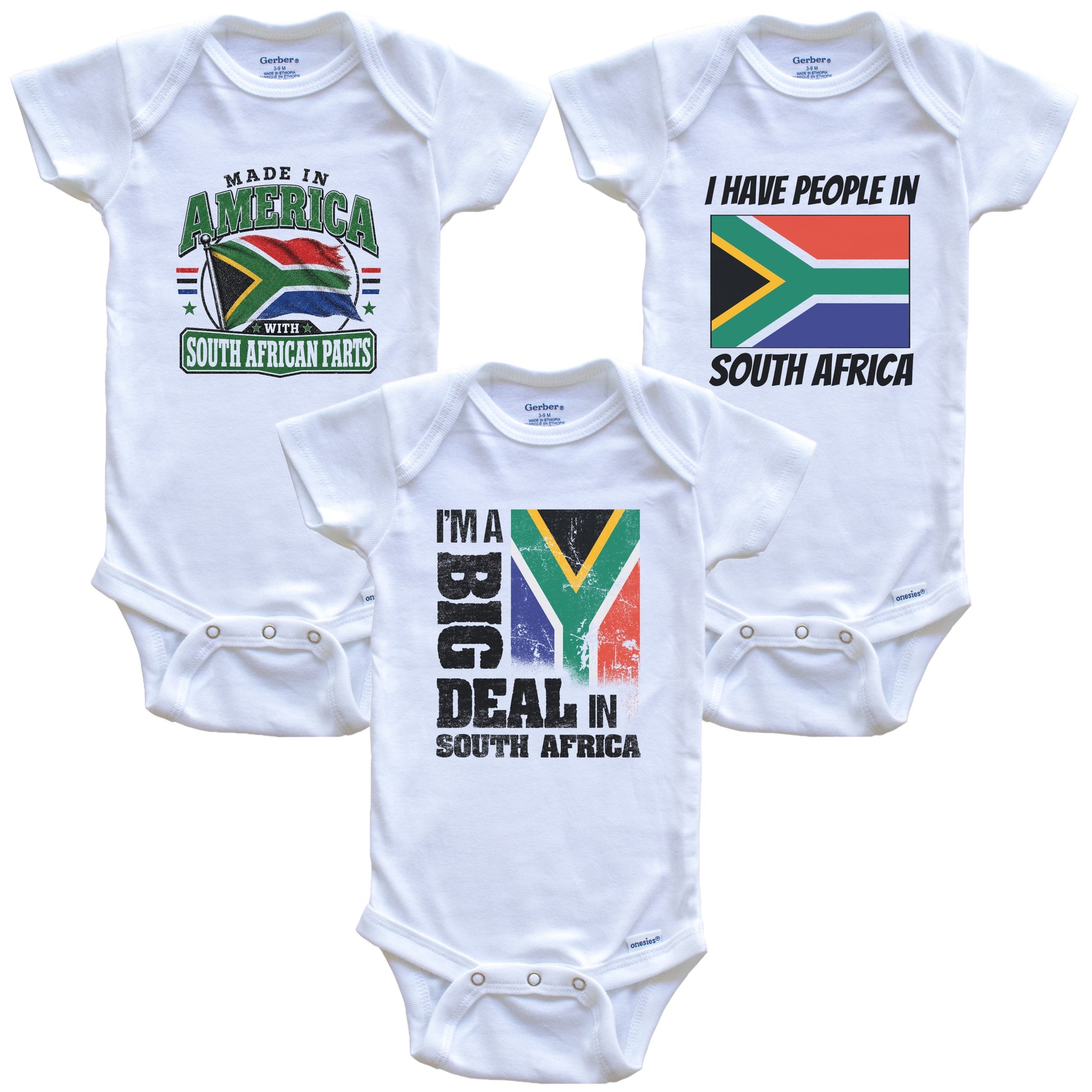 I'm A Big Deal In South Africa Baby Bodysuits Funny South African Flag 3 Piece Gift Set