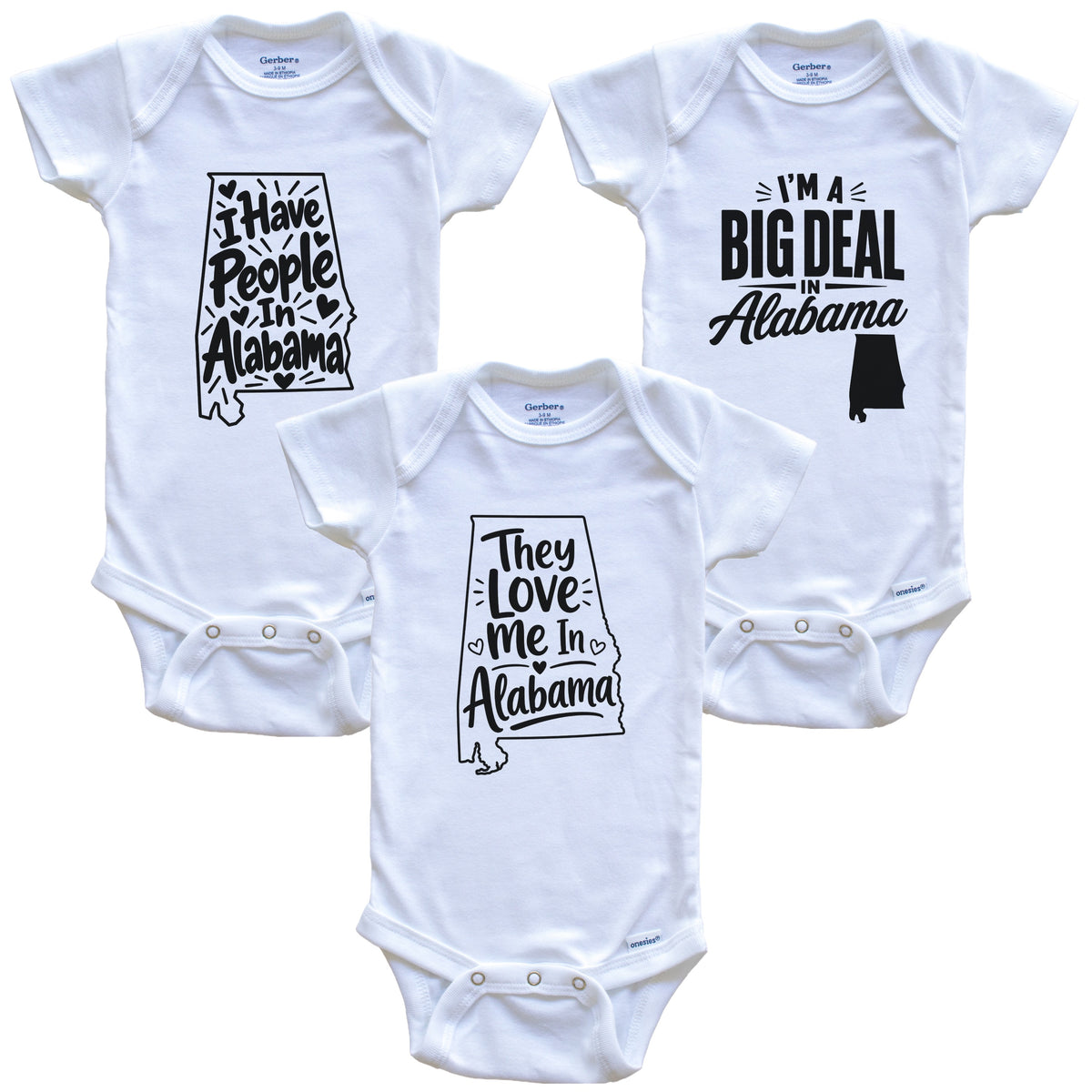 They Love Me In Alabama Funny State Silhouette 3 Piece Gift Set
