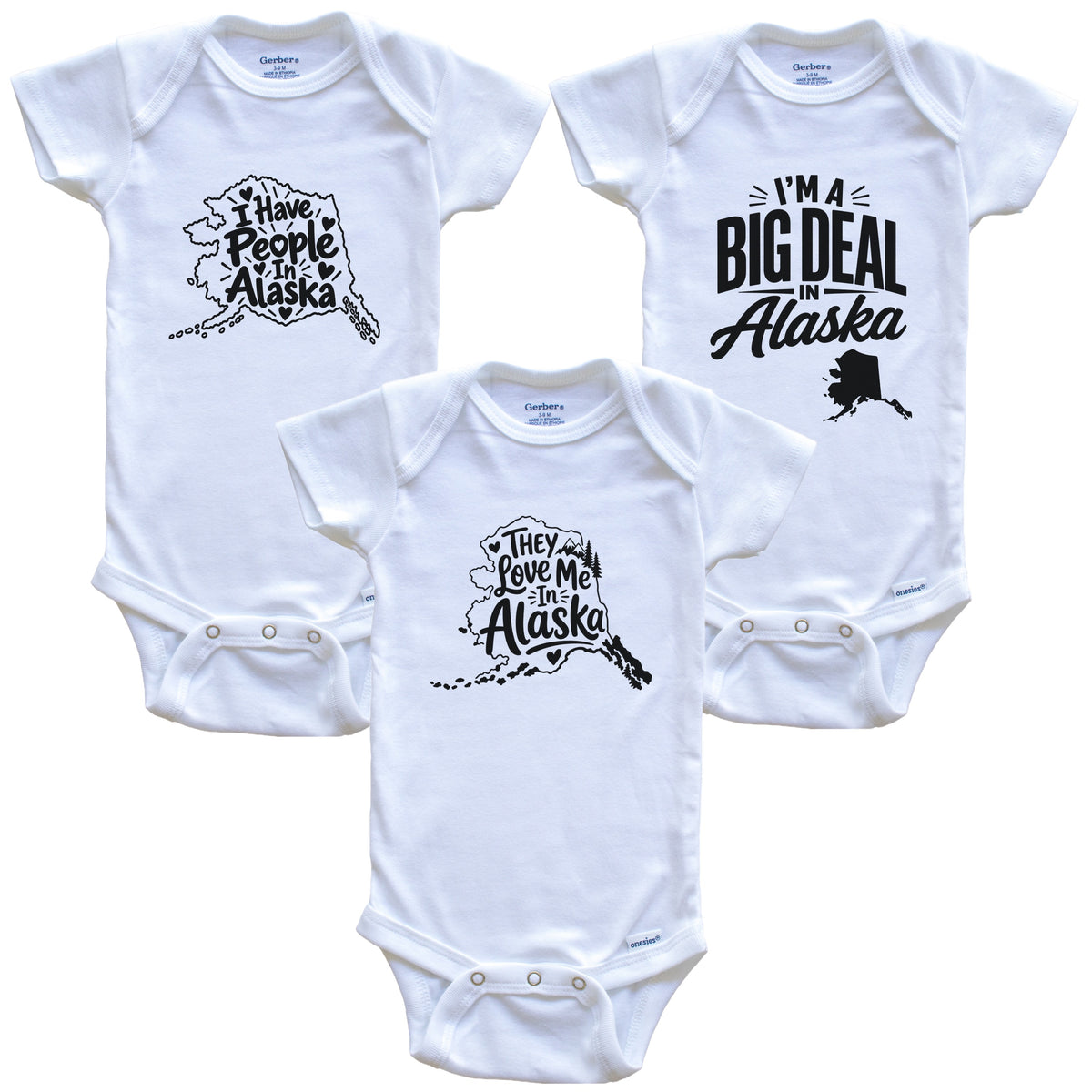 They Love Me In Alaska Funny State Silhouette 3 Piece Gift Set