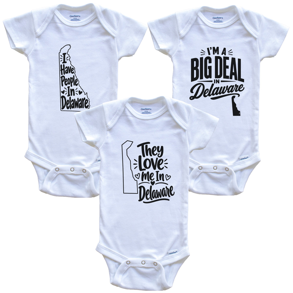 They Love Me In Delaware Funny State Silhouette 3 Piece Gift Set