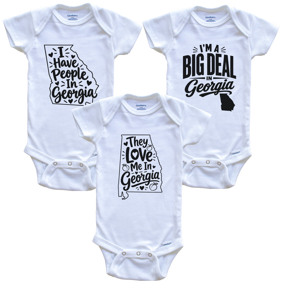 They Love Me In Georgia Funny State Silhouette 3 Piece Gift Set