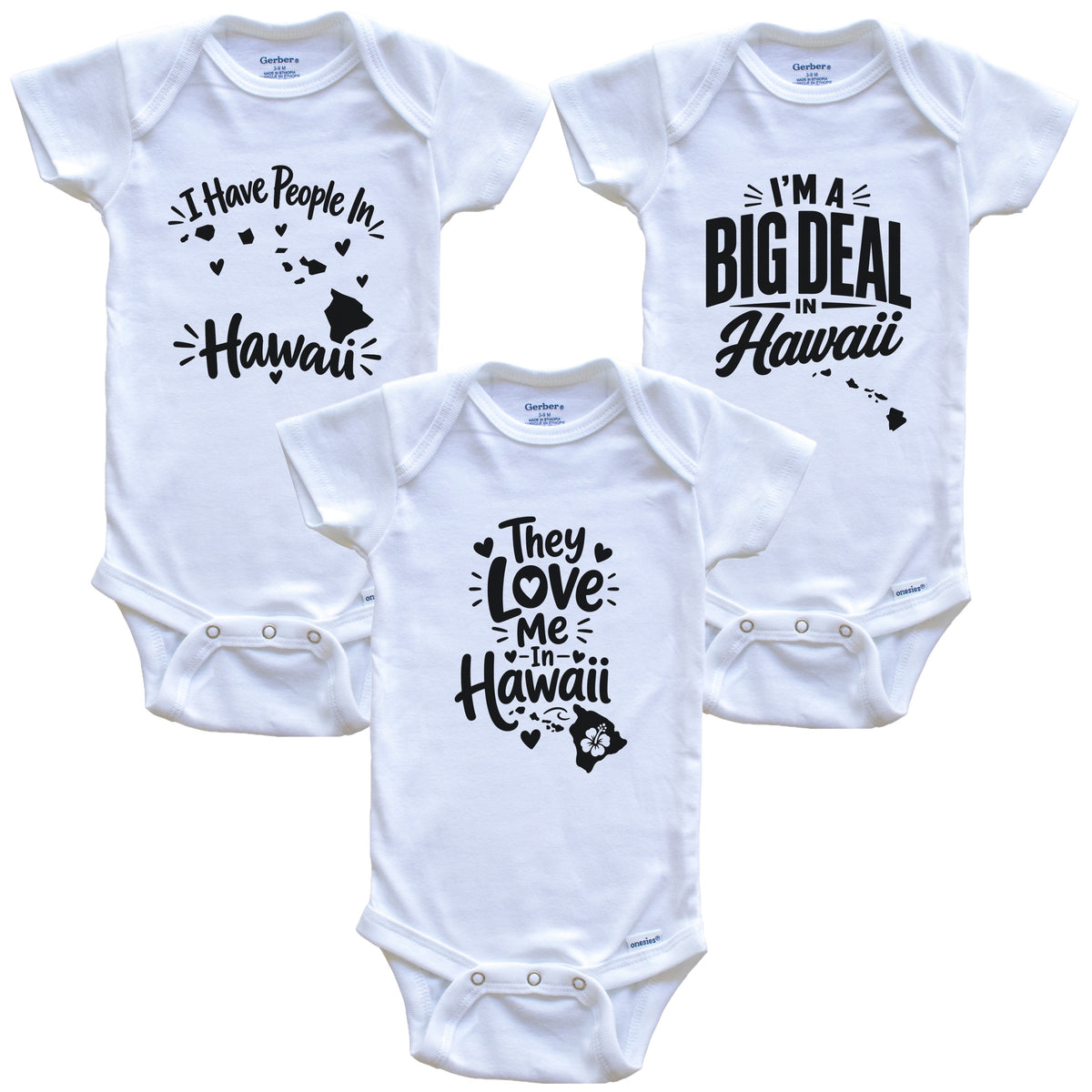 They Love Me In Hawaii Funny State Silhouette 3 Piece Gift Set