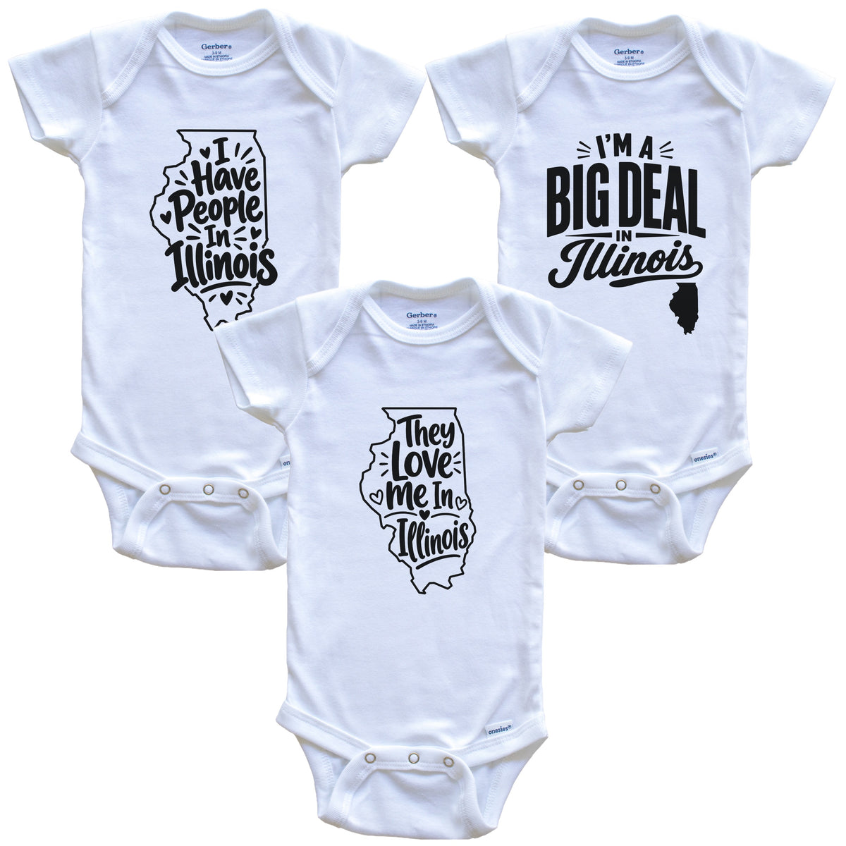 They Love Me In Illinois Funny State Silhouette 3 Piece Gift Set
