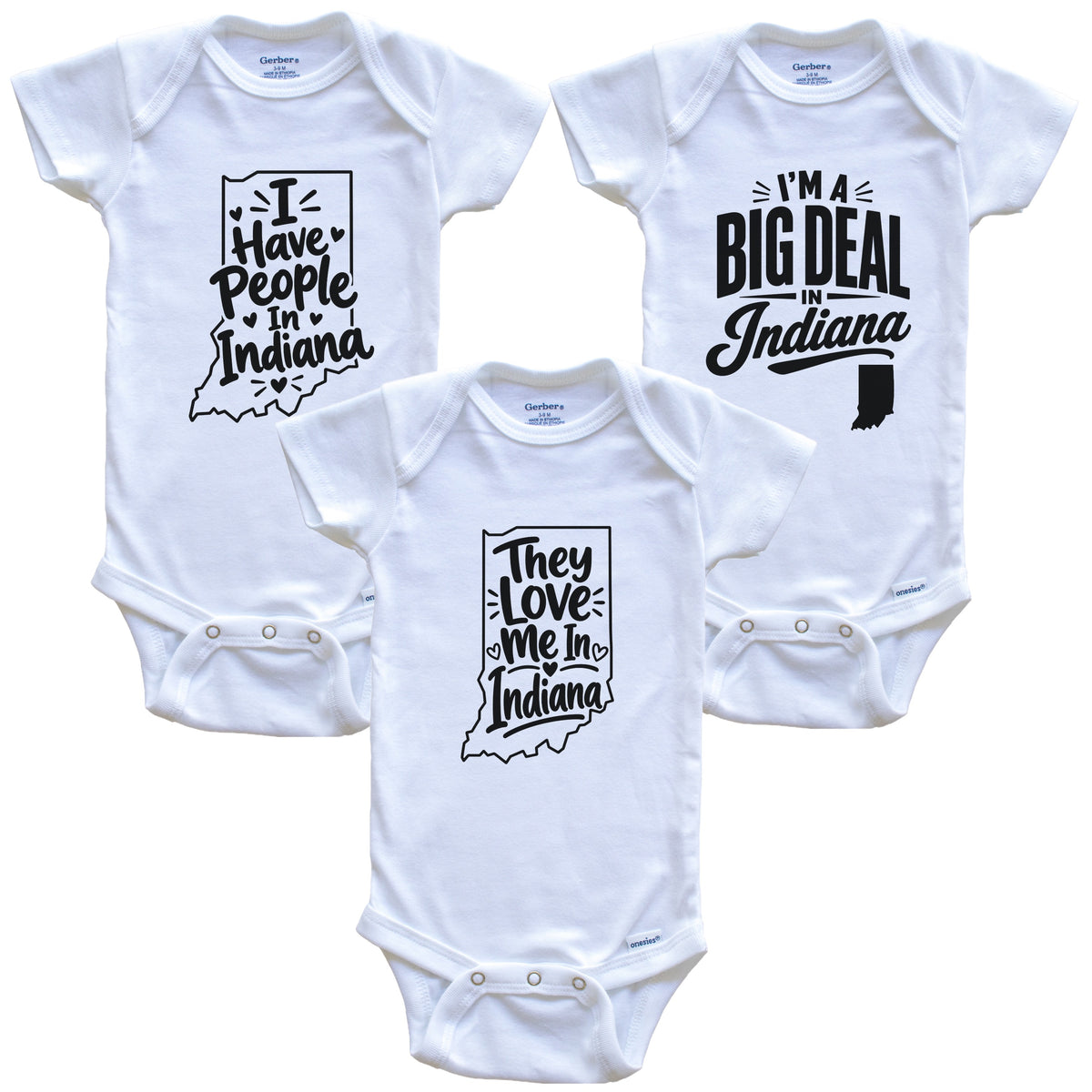 They Love Me In Indiana Funny State Silhouette 3 Piece Gift Set